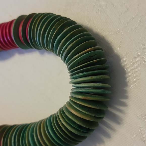 Vtg 22" Big Chunky African Wood Beads Statement Necklace Boho fall barrel clasp - Picture 4 of 7